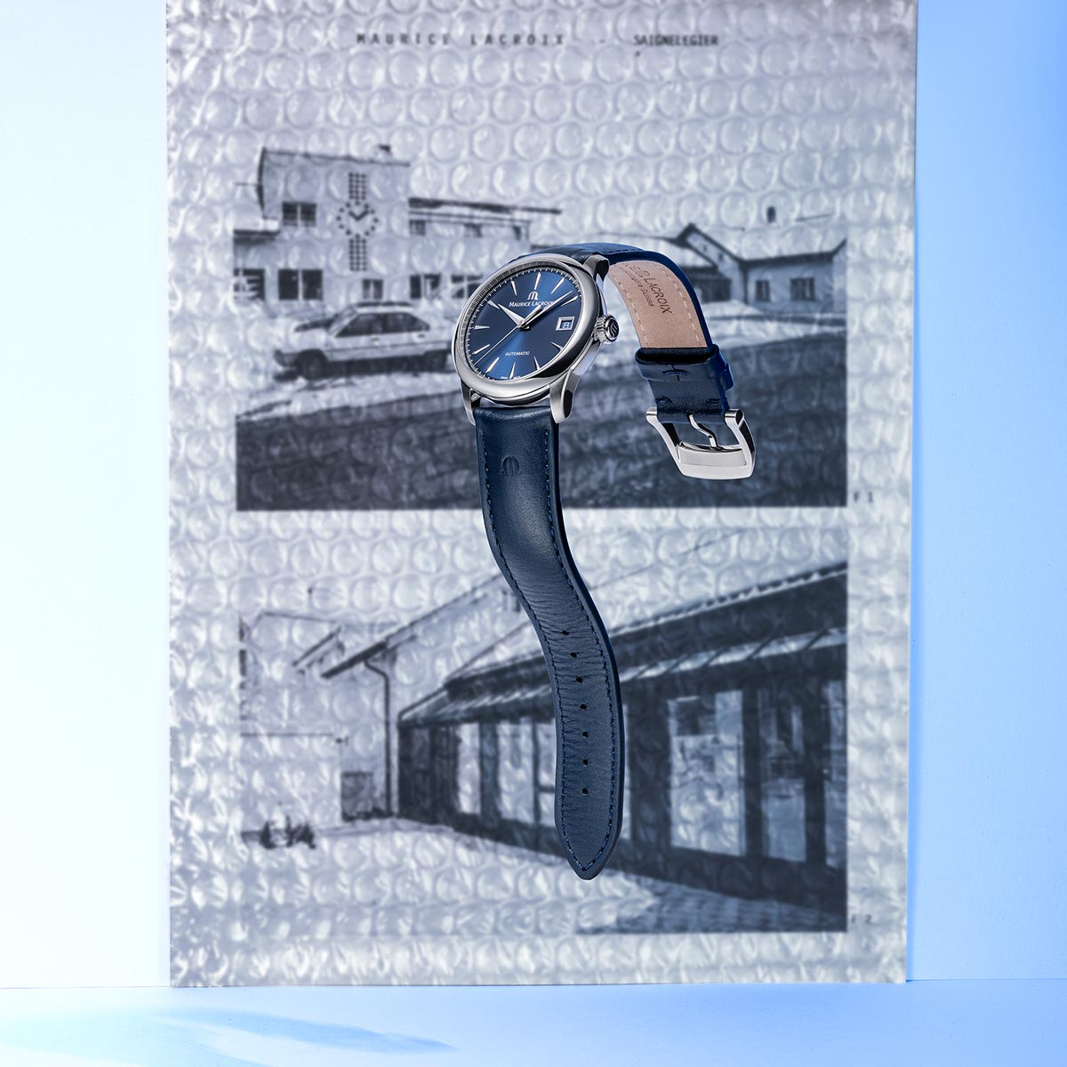 Steel, BLUE, index rhodied 1975 AUTOMATIC 36MM