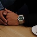 Steel, green, index rhodied AIKON QUARTZ DATE 40MM