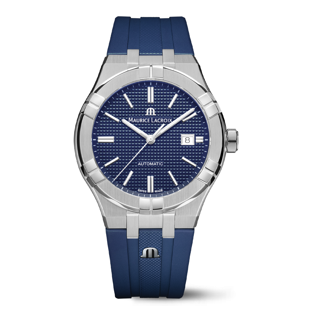 Acier, bleu, index rhodiés AIKON AUTOMATIC DATE 42MM