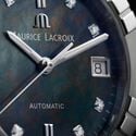 Steel, black MOP, index rhod.,8 dia AIKON AUTOMATIC DATE 35MM