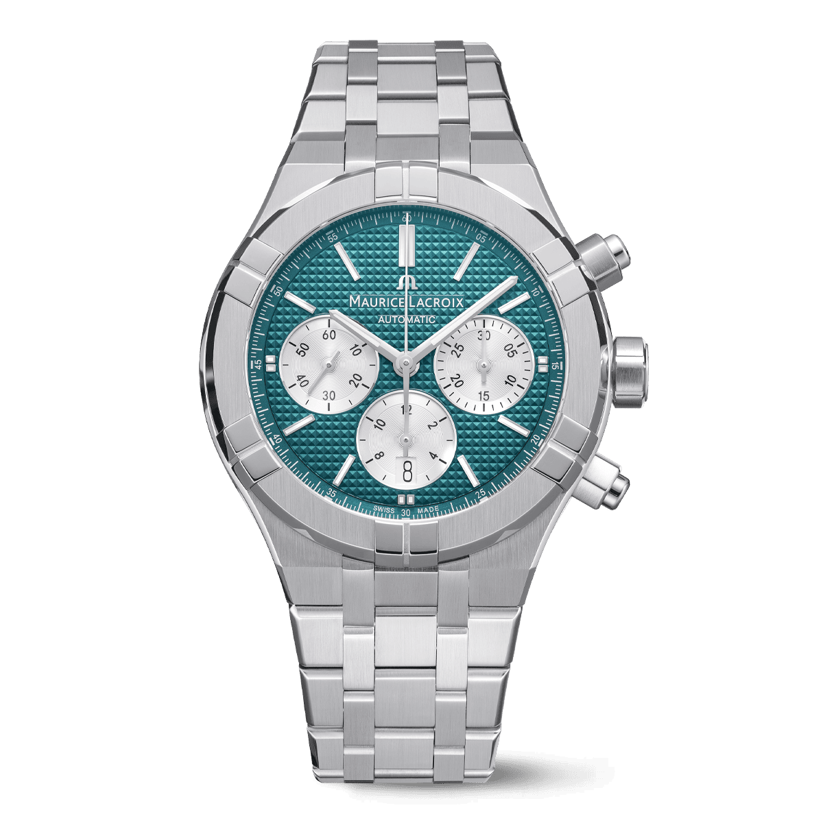 Acier, vert/argenté, 12 index rhod. AIKON AUTOMATIC CHRONOGRAPH