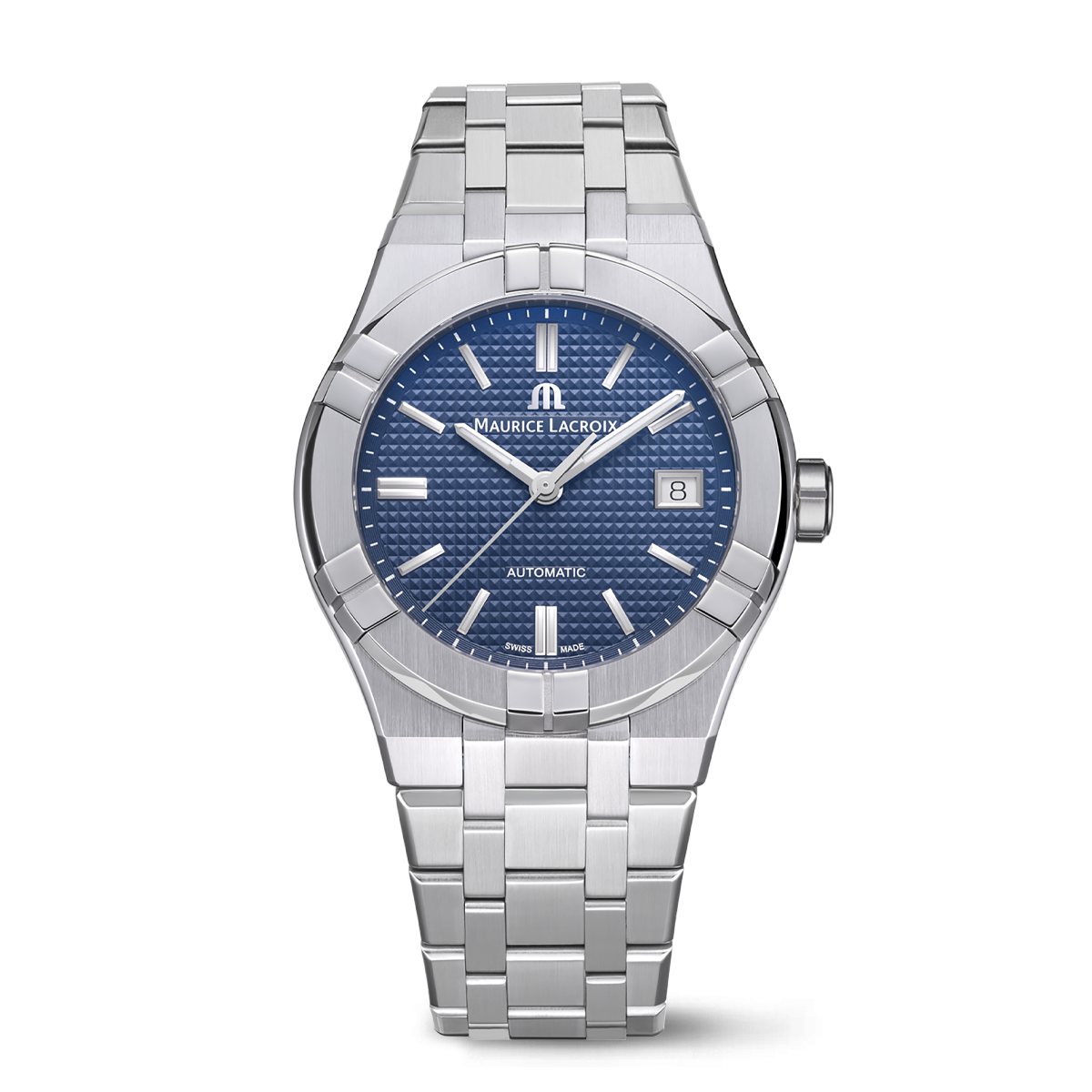 Steel, blue, Clou Paris, ind.rhod. AIKON AUTOMATIC DATE 39MM