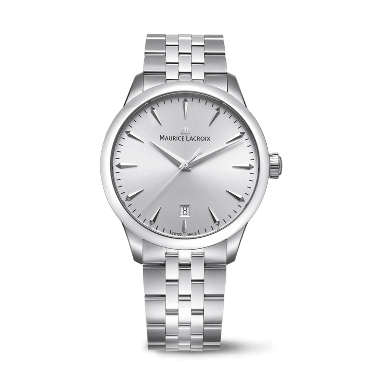 Stahl, Silber, Index rhodium 1975 QUARTZ 39MM