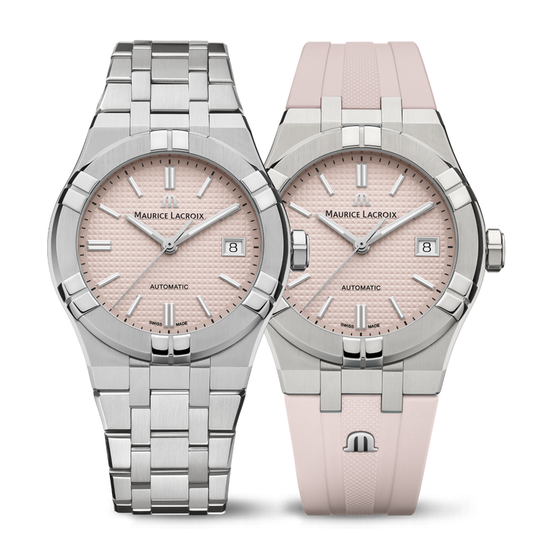 STEEL, PINK, INDEX RHODIED, LTD AIKON AUTOMATIC LIMITED SUMMER EDITION 39MM