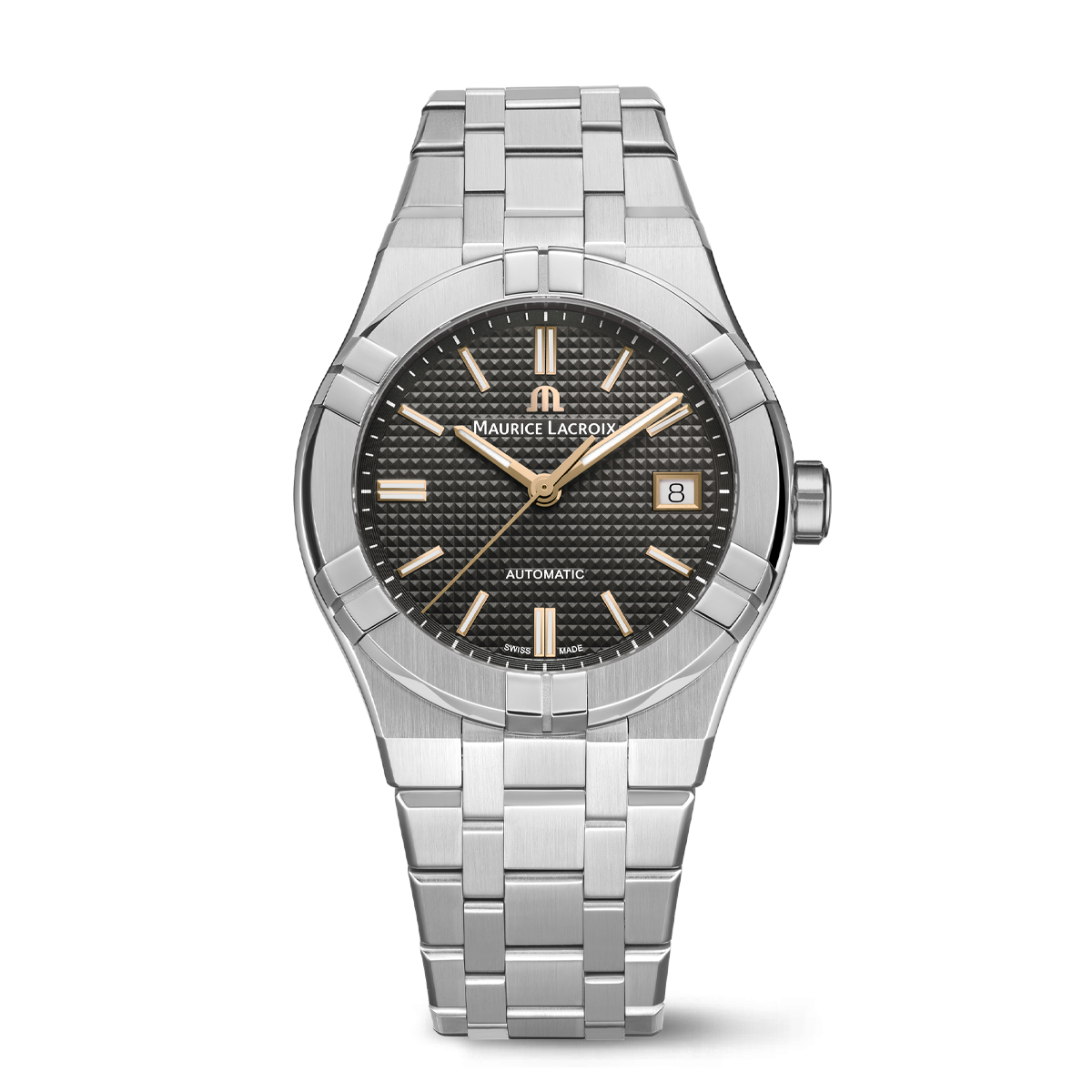 Acier, Anthracite, Clou de Paris, ind.4N AIKON AUTOMATIC DATE 39MM
