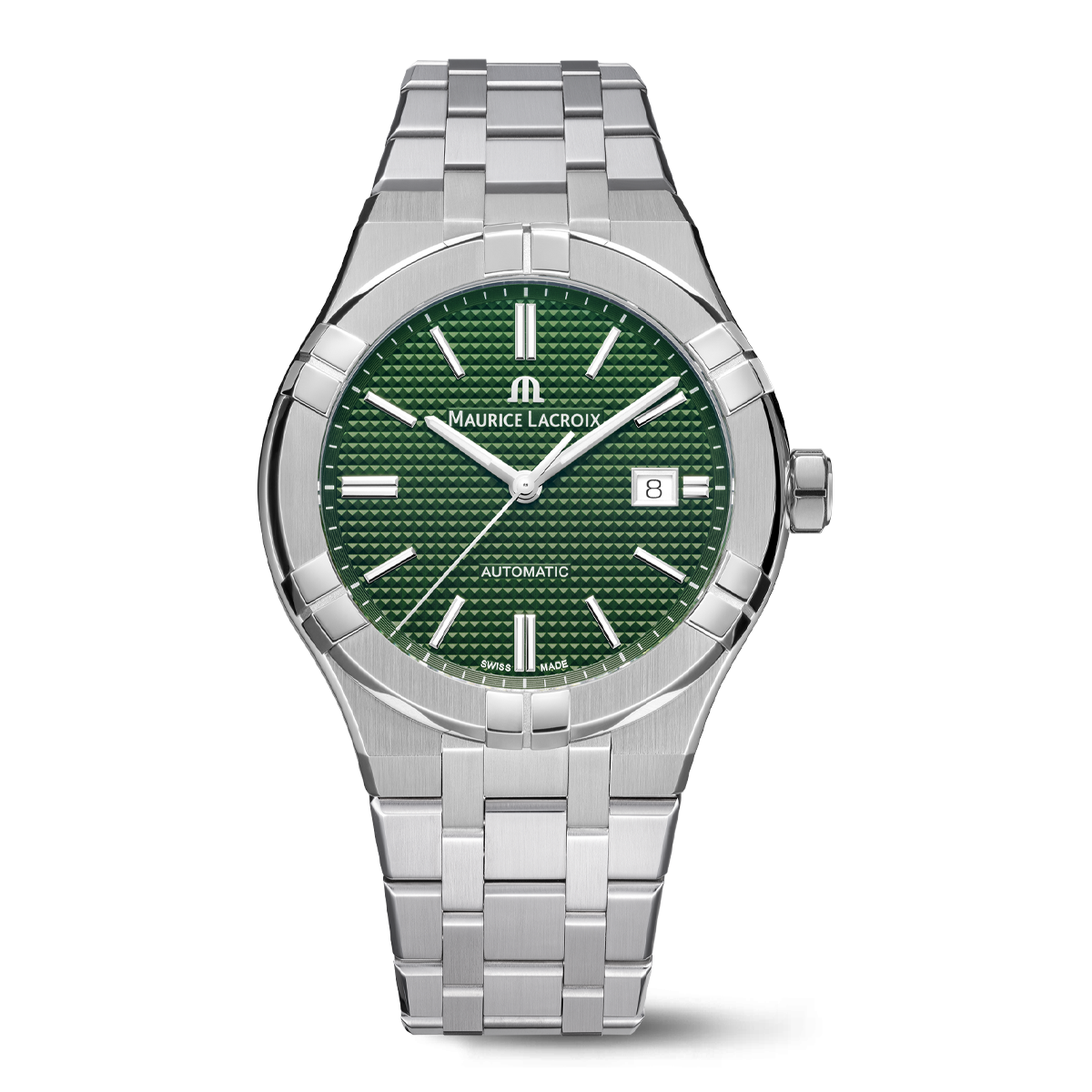 Steel, green,Clou Paris,ind. rho. AIKON AUTOMATIC DATE 42MM