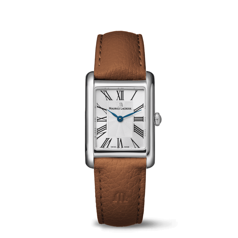 Steel, silver, 12 ROMAN NUMBER black FIABA SQUARE