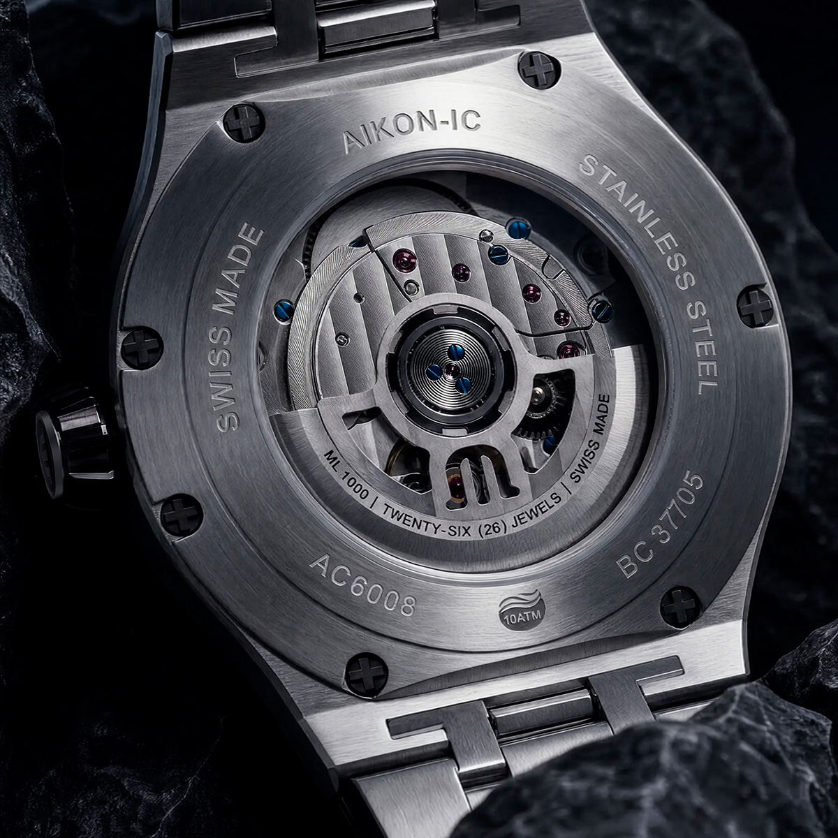 Maurice Lacroix turquoise Frozen Carbon sapphire display back movement