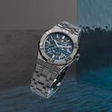 Stahl, Skelett blau, Index rhodium AIKON AUTOMATIC SKELETON