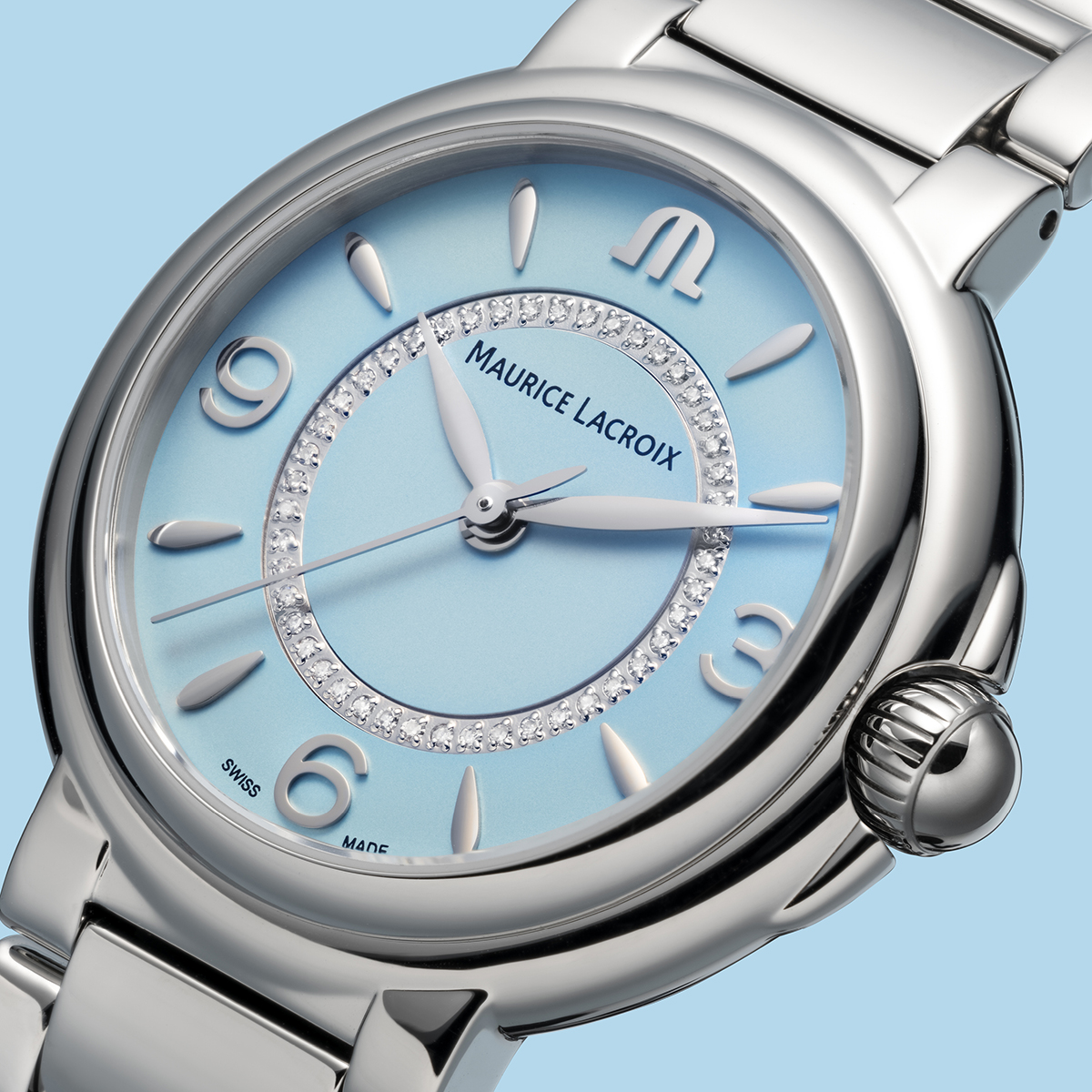 Acier, bleu, anneau Diamants, ind.rhod FIABA COLOURS EDITION