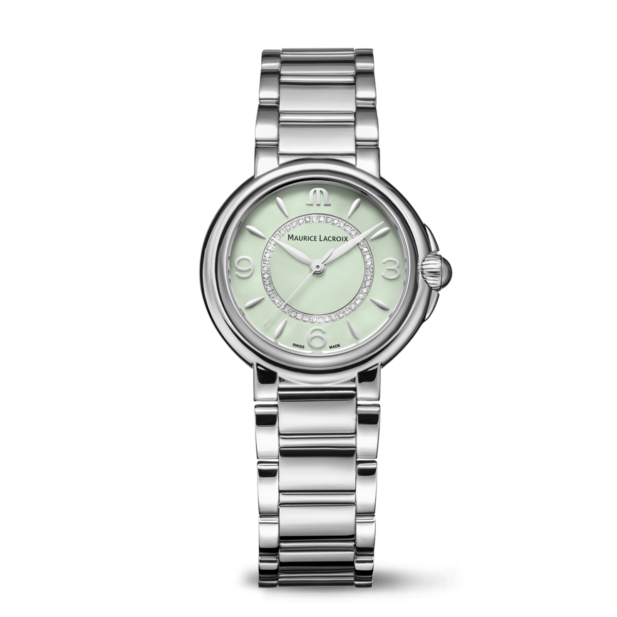 Steel, green, DIA RING, ind.rhod FIABA COLOURS EDITION