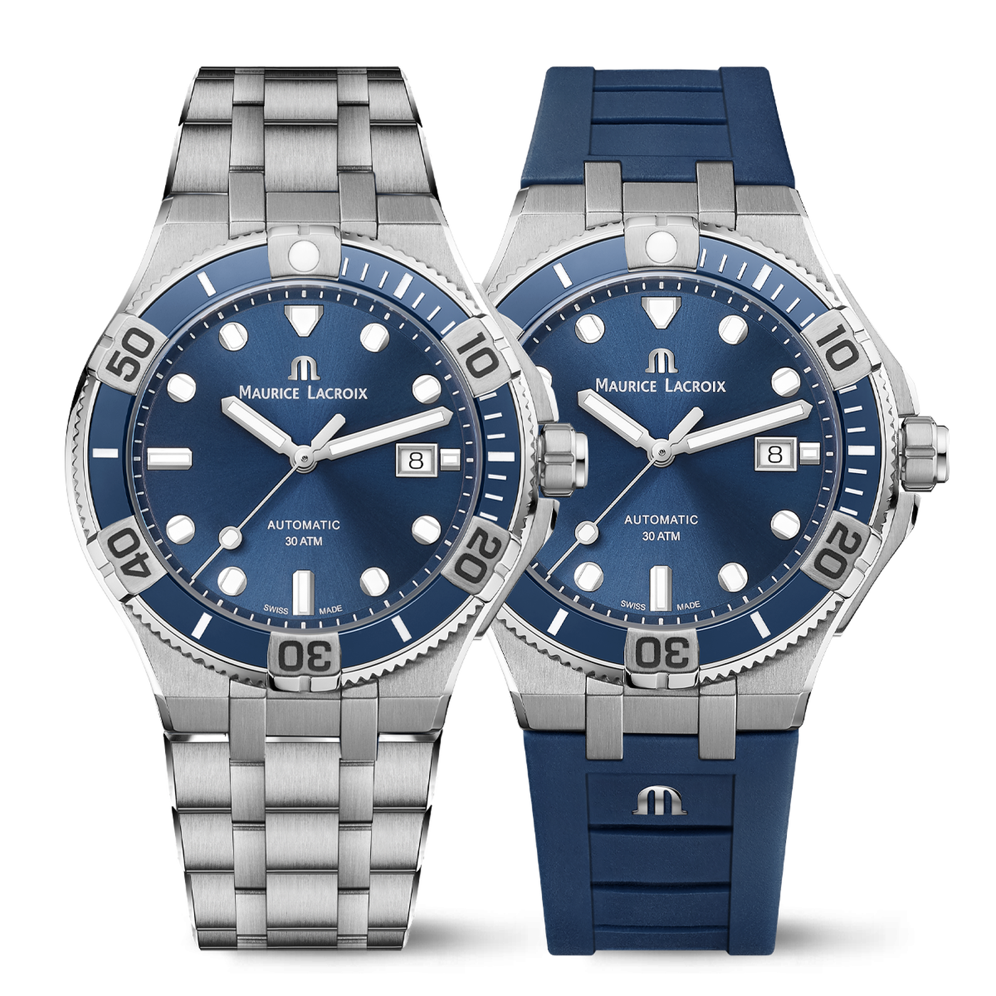 Maurice Lacroix AIKON Auto Date 42mm, bleu, bracelet en acier +