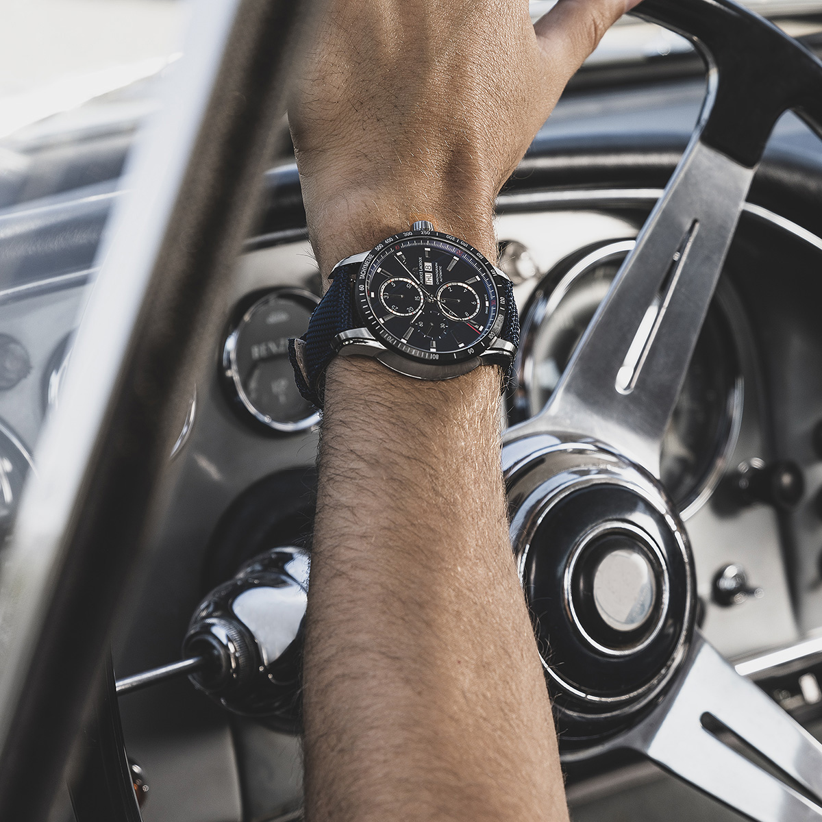 SS/ceramic black, Blue, rhod. ind. PONTOS S CHRONOGRAPH