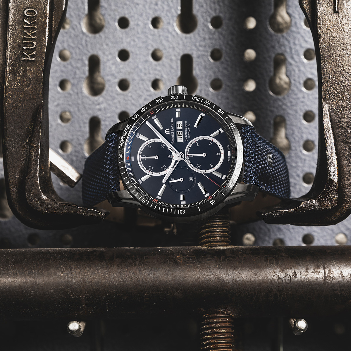 SS/ceramic black, Blue, rhod. ind. PONTOS S CHRONOGRAPH
