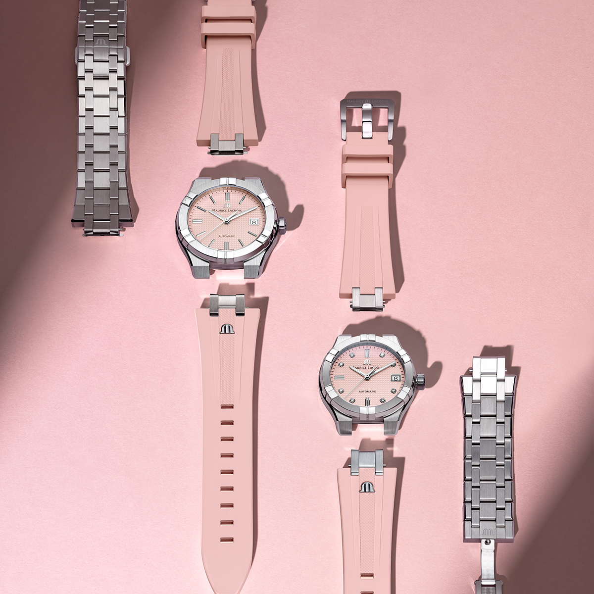 Stahl,rosa,Index rho.,8 Diam., ltd AIKON AUTOMATIC LIMITED SUMMER EDITION 35MM