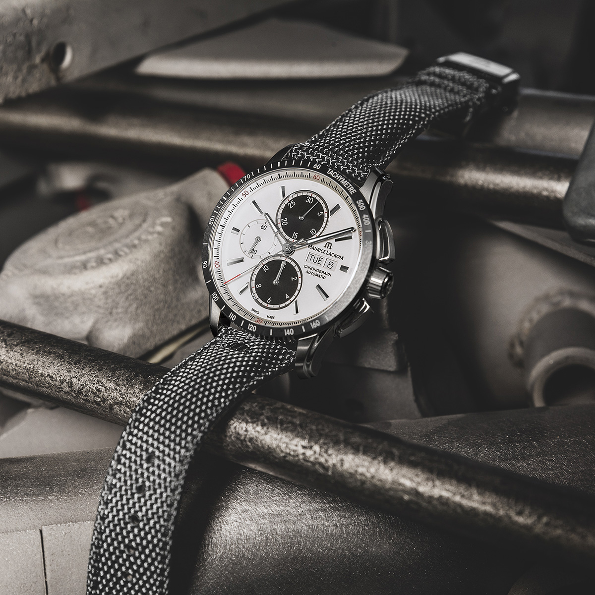 SS/ceramic black, white, rhod. ind. PONTOS S CHRONOGRAPH