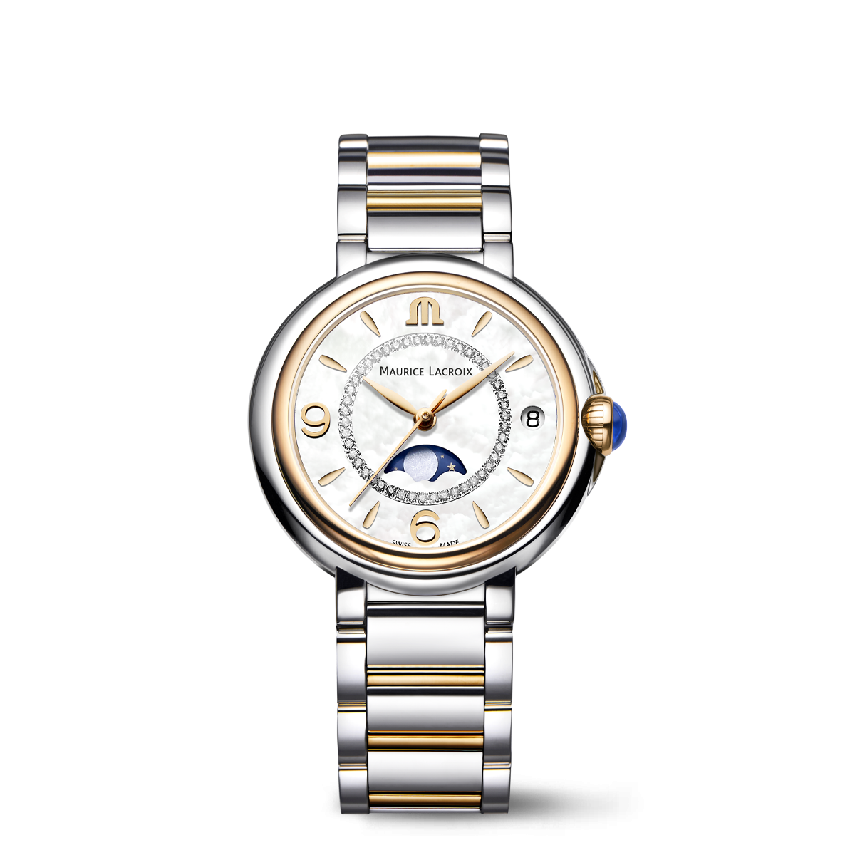 BICO SS/PVD4N,MOP white,DIA.RING,4N,MOON FIABA MOONPHASE 32MM