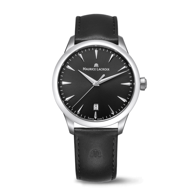 Stahl, schwarz, Index rhodium 1975 QUARTZ 39MM