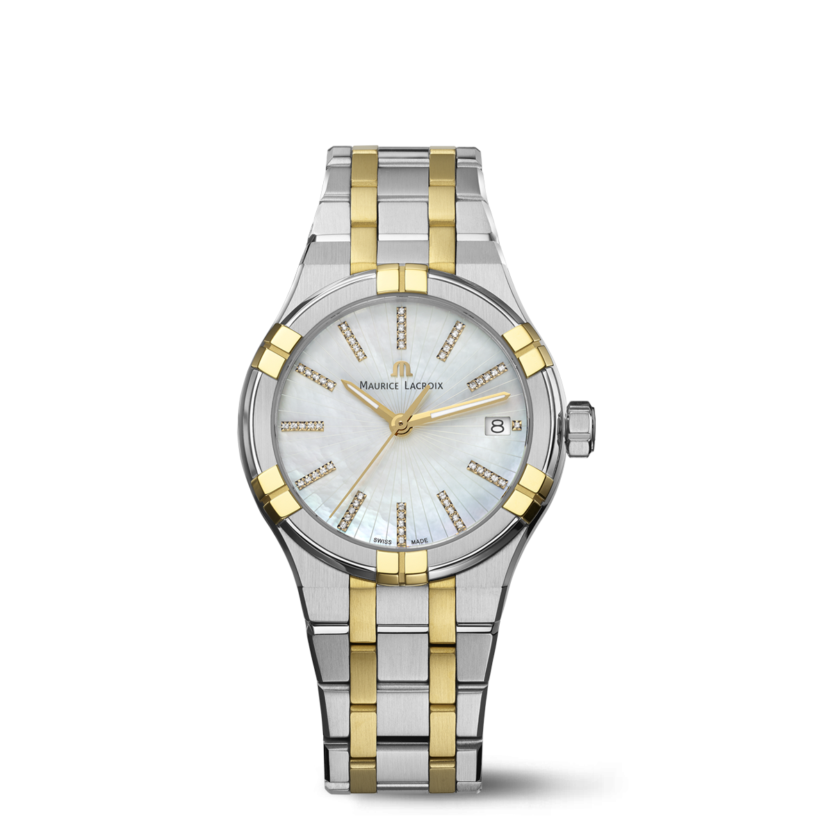 BICO SS/PVD2N,MOP white,INDEX 2N w/Diam. AIKON QUARTZ 35MM DUOTONE