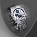 Steel, Silver/blue, 12 ind. rhodied AIKON QUARTZ CHRONOGRAPH
