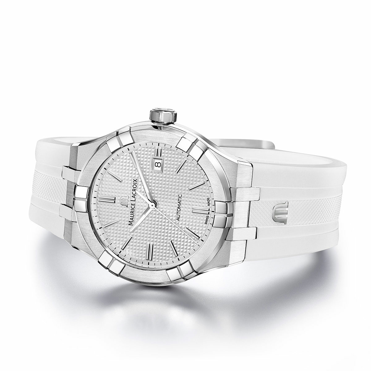 Steel, silver color, index rhodied AIKON AUTOMATIC DATE 42MM