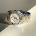 STEEL/PVD 2N, White, 12 ind. rhodied AIKON QUARTZ CHRONOGRAPH DUOTONE