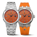 STEEL, ORANGE, INDEX BLACK, LTD 888 AIKON AUTOMATIC LIMITED SUMMER EDITION 42MM