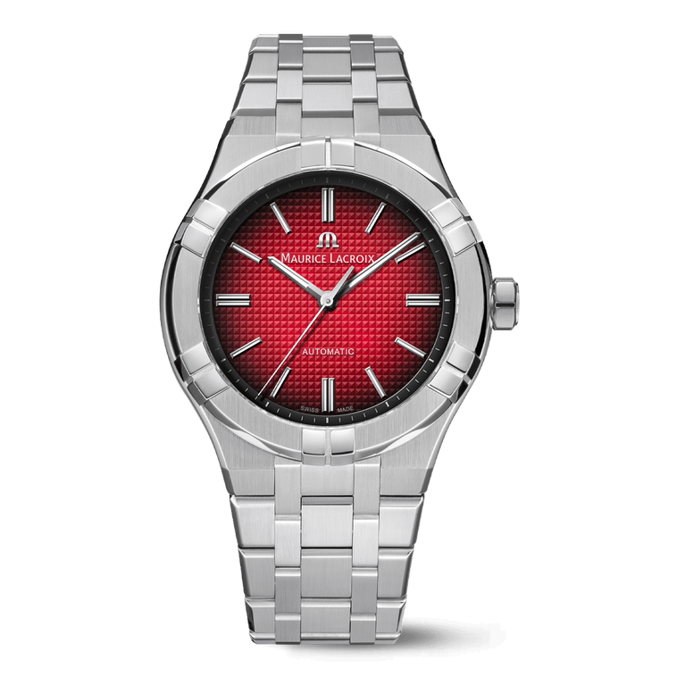 Steel, red, index rhodied AIKON AUTOMATIC JAPAN LIMITED EDITION
