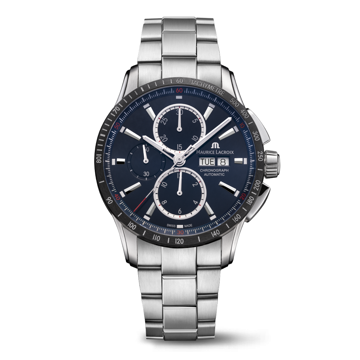 SS/ceramic black, Blue, rhod. ind. PONTOS S CHRONOGRAPH