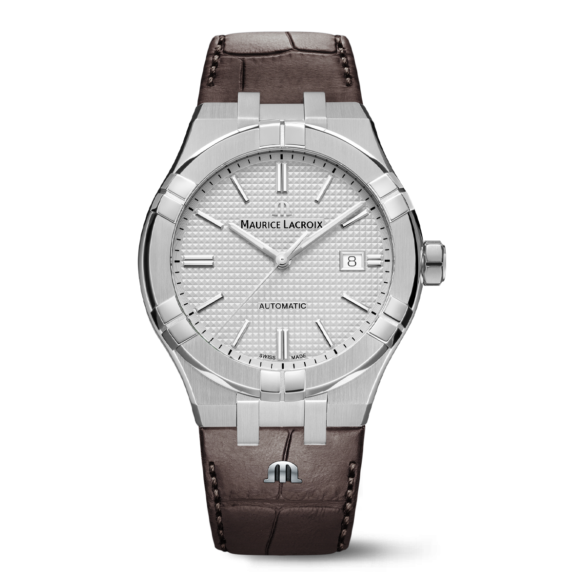 Steel, silver color, index rhodied AIKON AUTOMATIC DATE 42MM