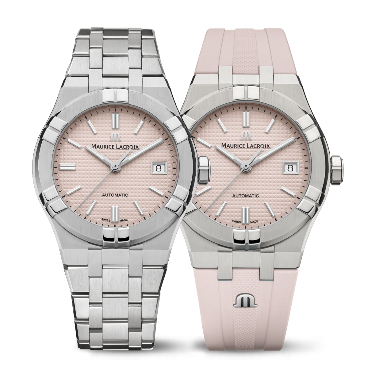 STEEL, PINK, INDEX RHODIED, LTD AIKON AUTOMATIC LIMITED SUMMER EDITION 39MM