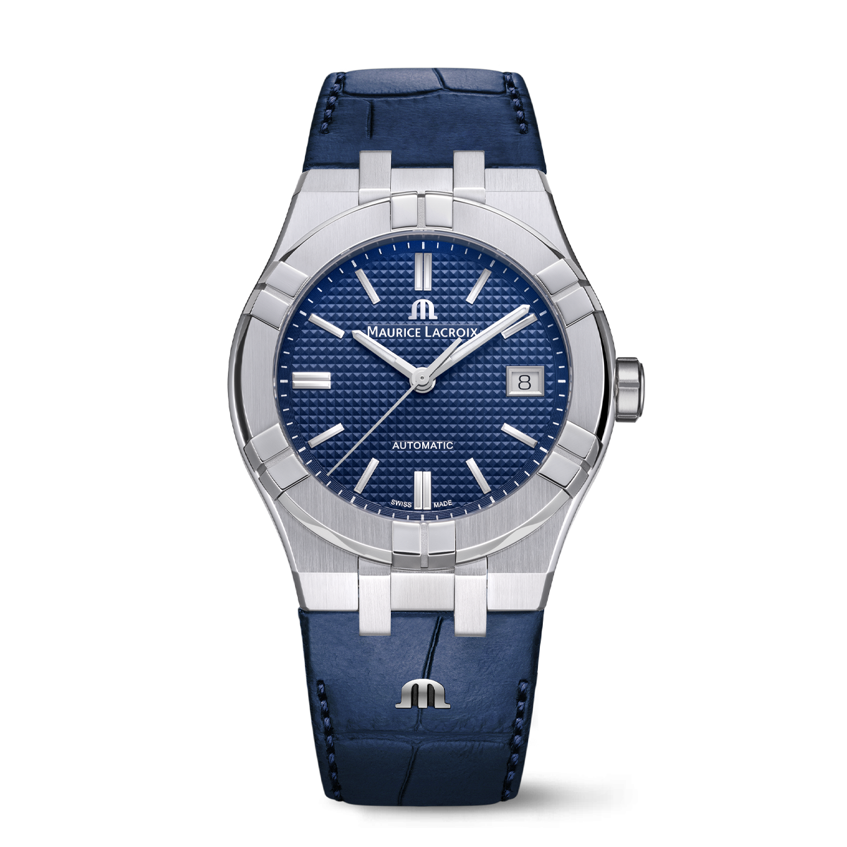 Steel, blue, Clou Paris, ind.rhod. AIKON AUTOMATIC DATE 39MM