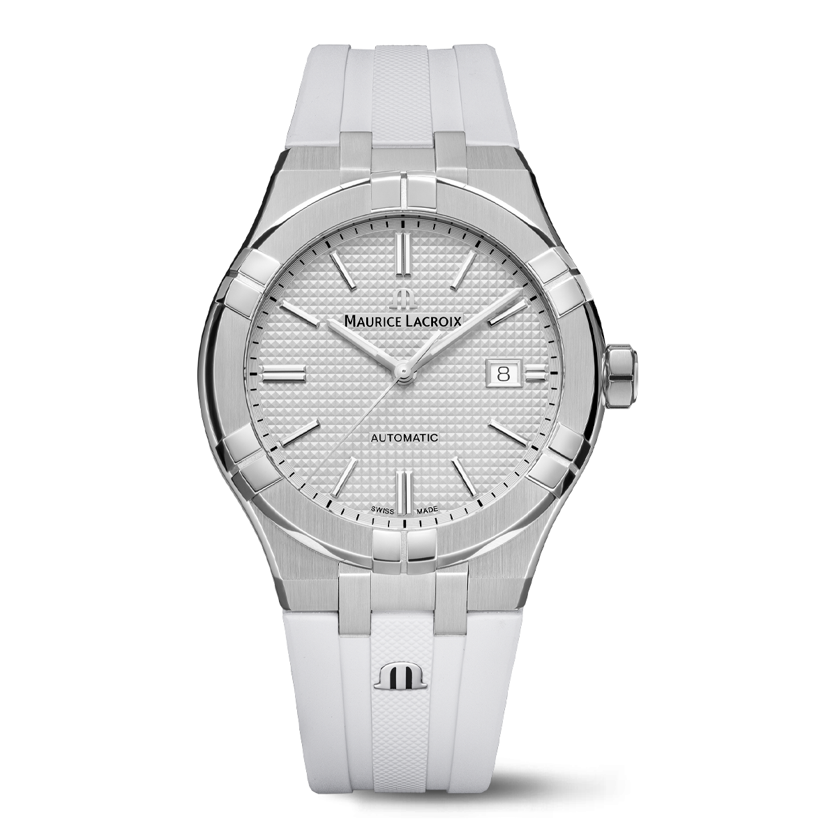 Steel, silver color, index rhodied AIKON AUTOMATIC DATE 42MM