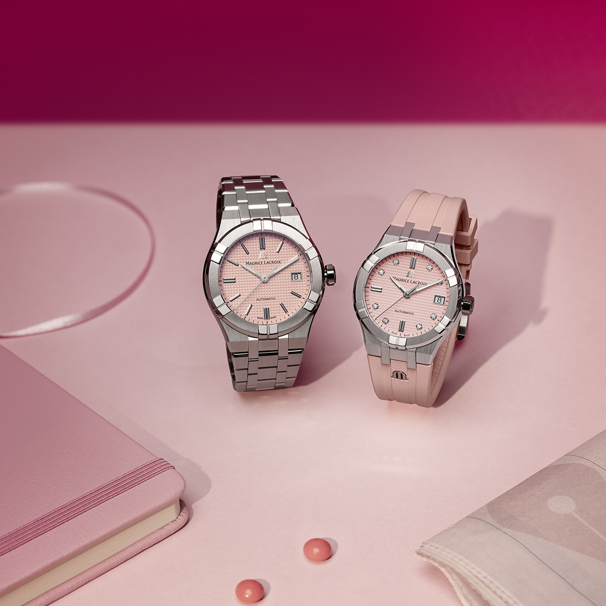 Stahl,rosa,Index rho.,8 Diam., ltd AIKON AUTOMATIC LIMITED SUMMER EDITION 35MM