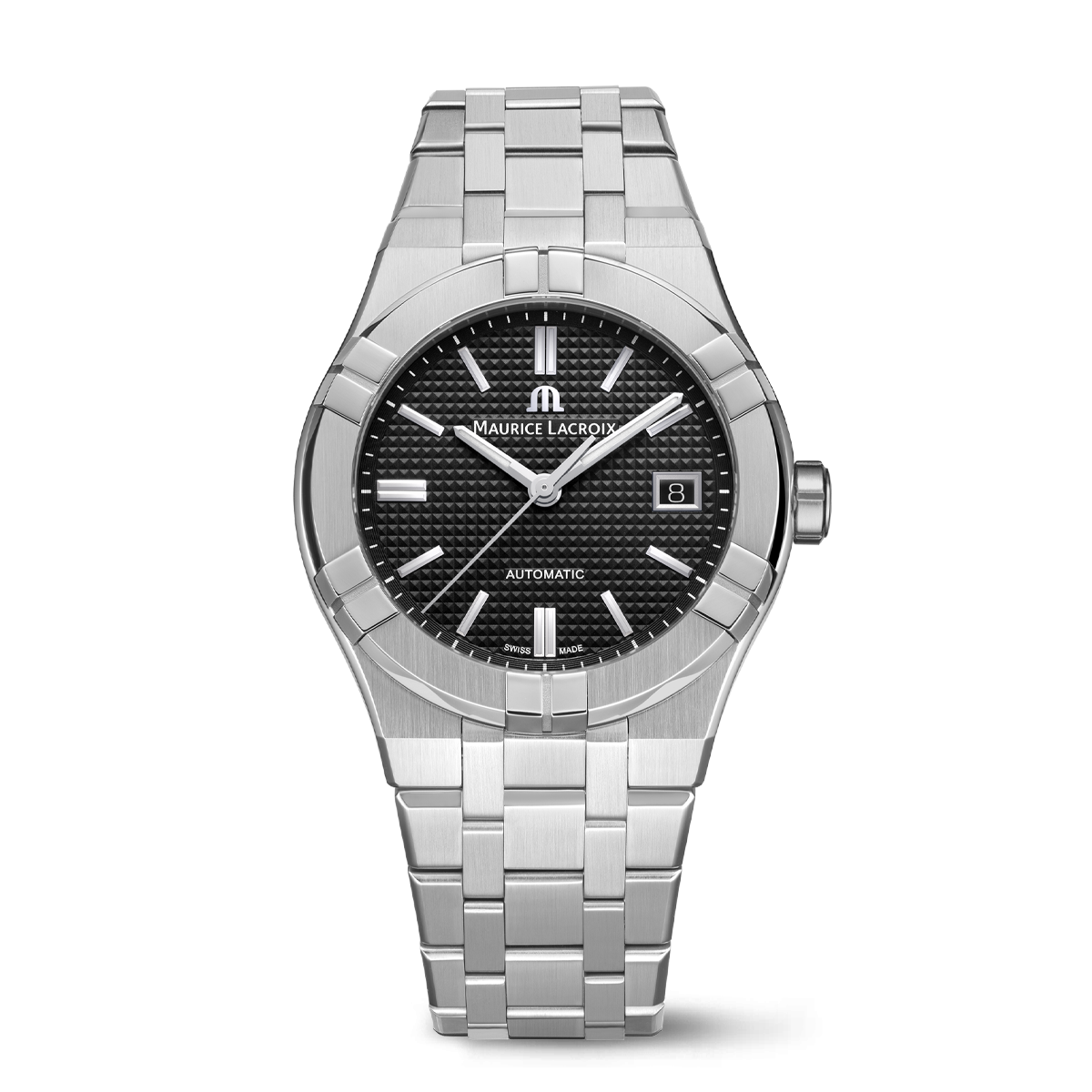 Steel, black, Clou Paris, ind.rhod. AIKON AUTOMATIC DATE 39MM