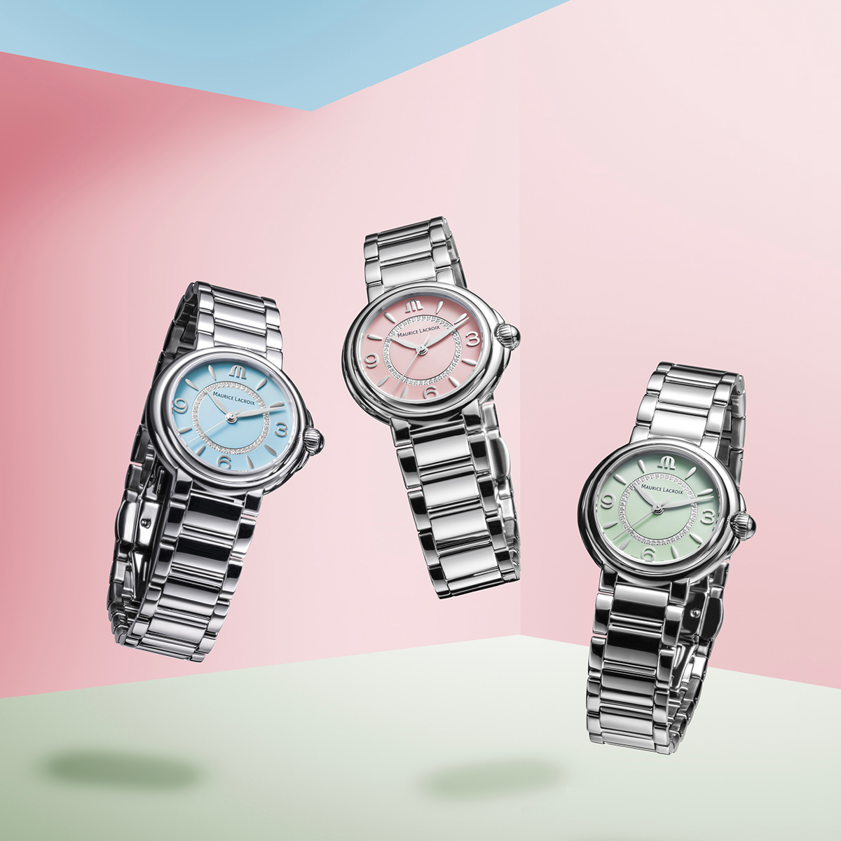 Steel, pink, DIA. RING, ind.rhod FIABA COLOURS EDITION
