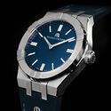 Steel, blue, index rhodied, LTD 500 AIKON MANUAL 39MM COLLECTORS EDITION