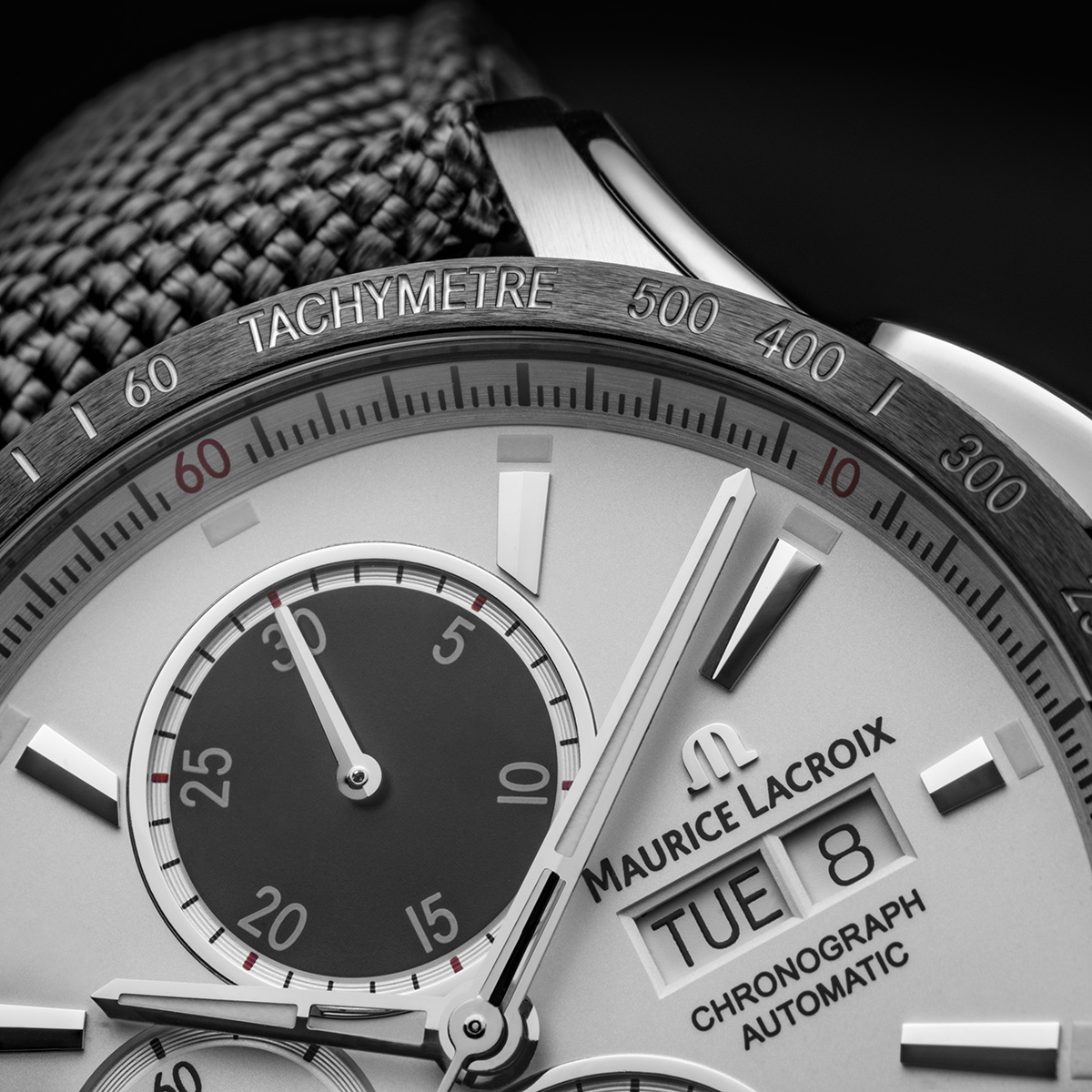 SS/ceramic noire, blanc, ind. rhodié PONTOS S CHRONOGRAPH