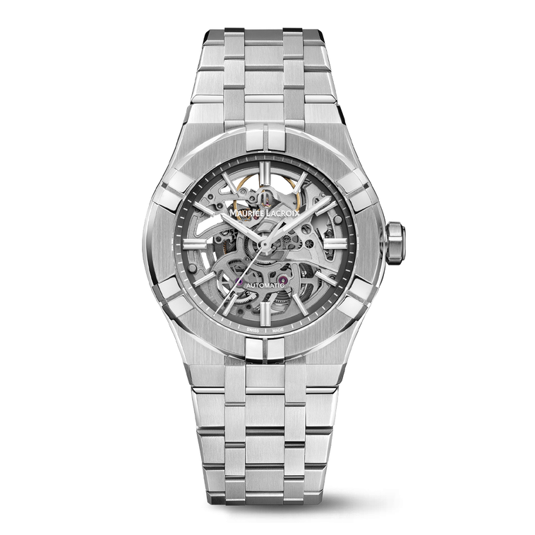 Steel, Skeleton, Index rhodied AIKON AUTOMATIC SKELETON