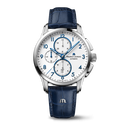 Steel, white, Blue arabic numbers PONTOS CHRONOGRAPH