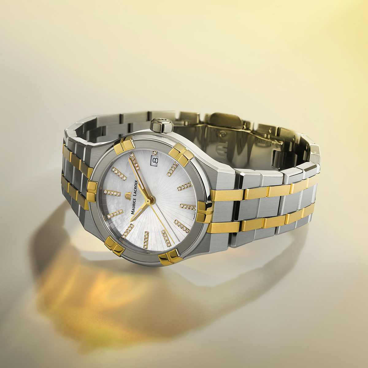 BICO SS/PVD2N,MOP white,INDEX 2N w/Diam. AIKON QUARTZ 35MM DUOTONE