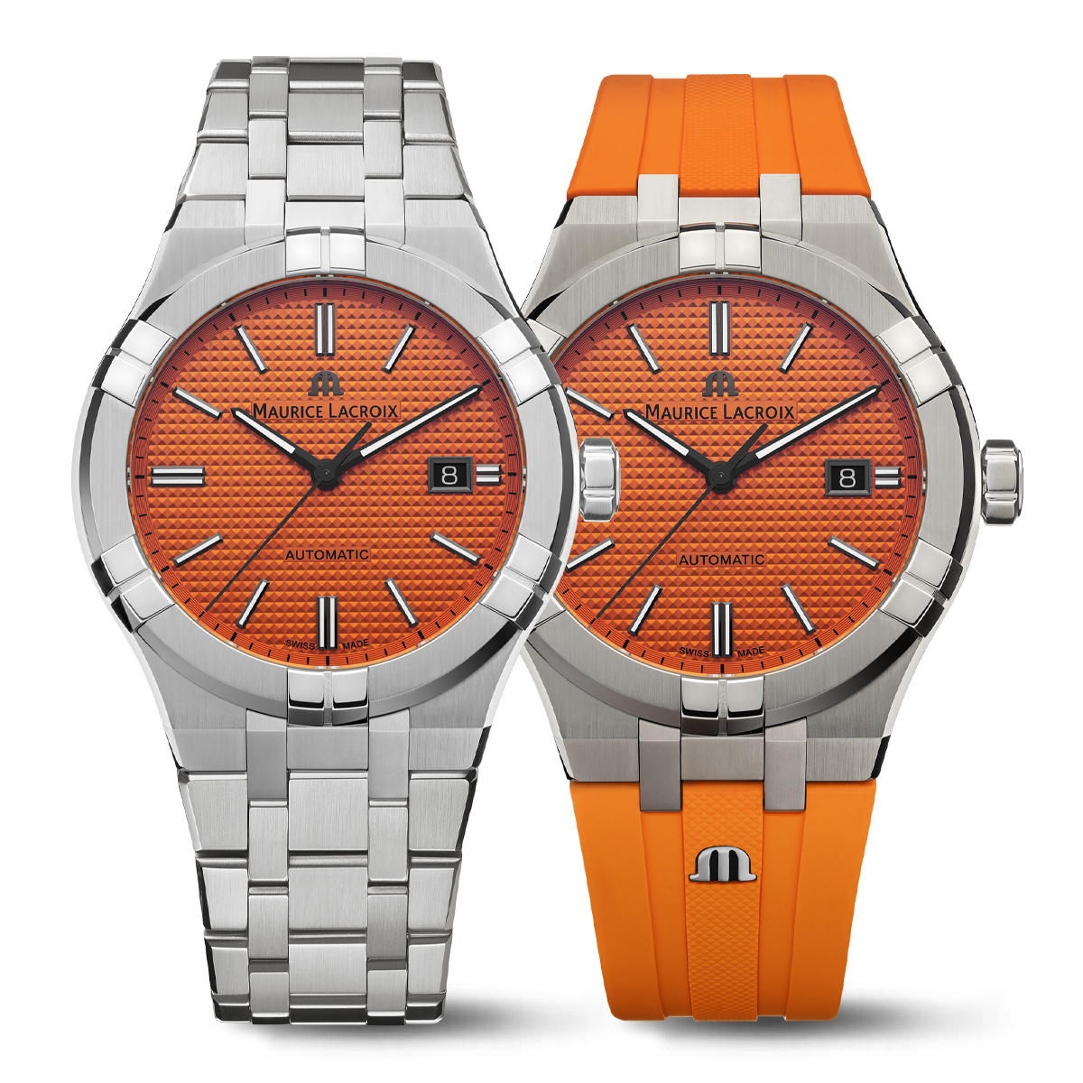 Stahl, orange, index schwarz,ltd 888 AIKON AUTOMATIC LIMITED SUMMER EDITION 42MM