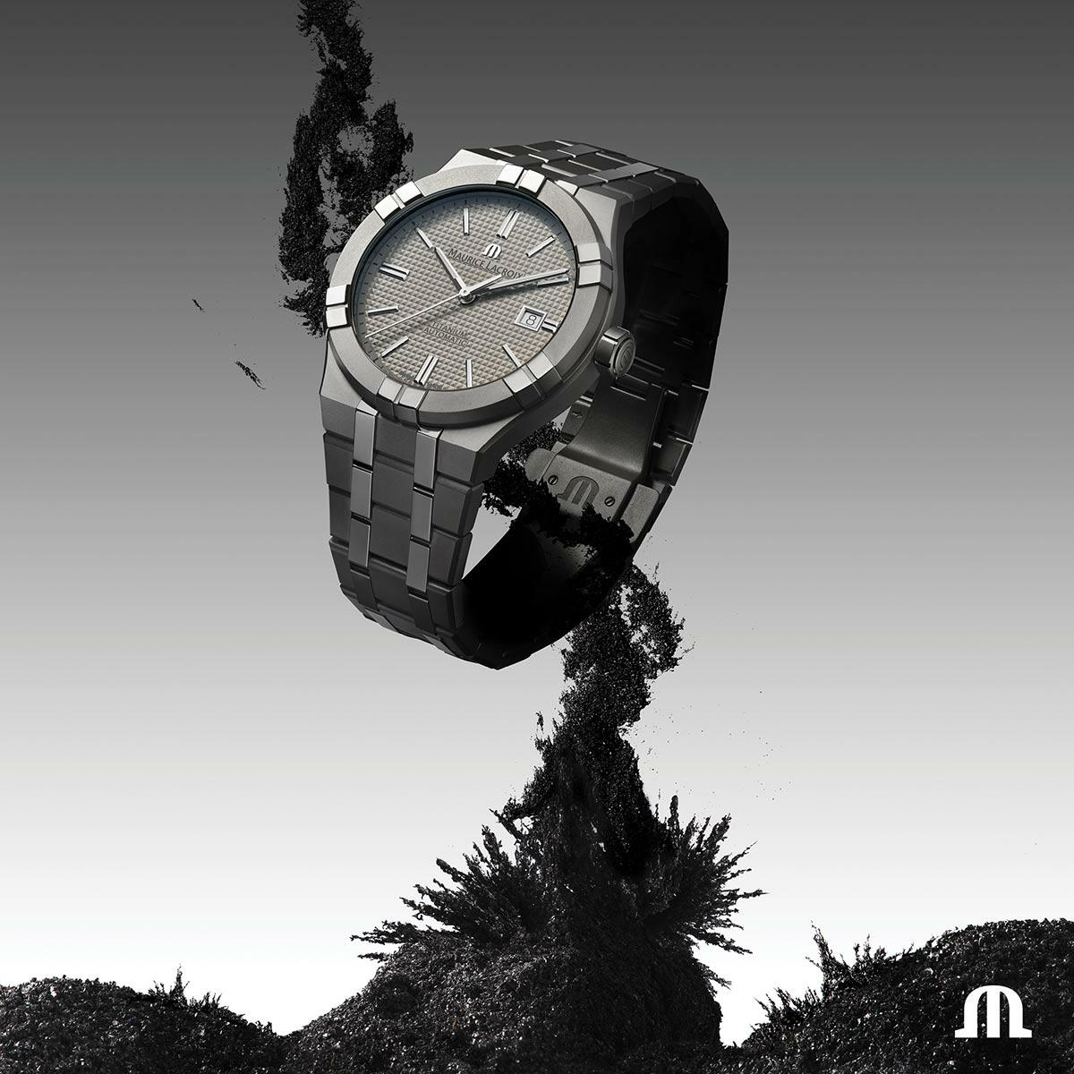 titanium, grey, index rhodied AIKON AUTOMATIC TITANIUM