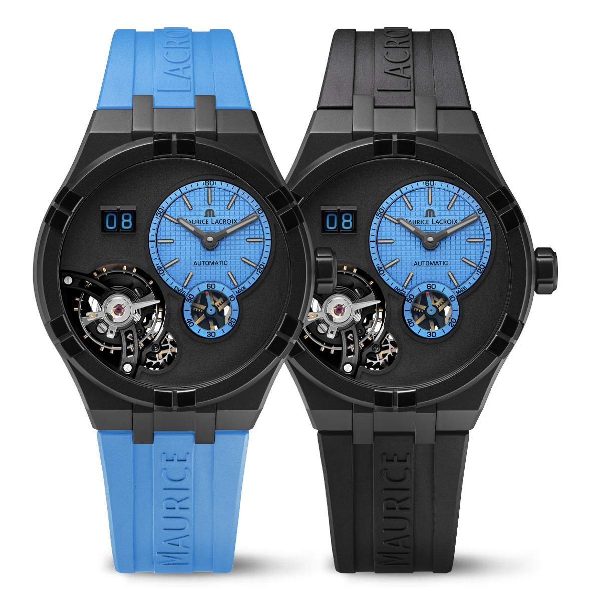 DLC schwarz, blau, Index schwarz AIKON MASTER GRAND DATE