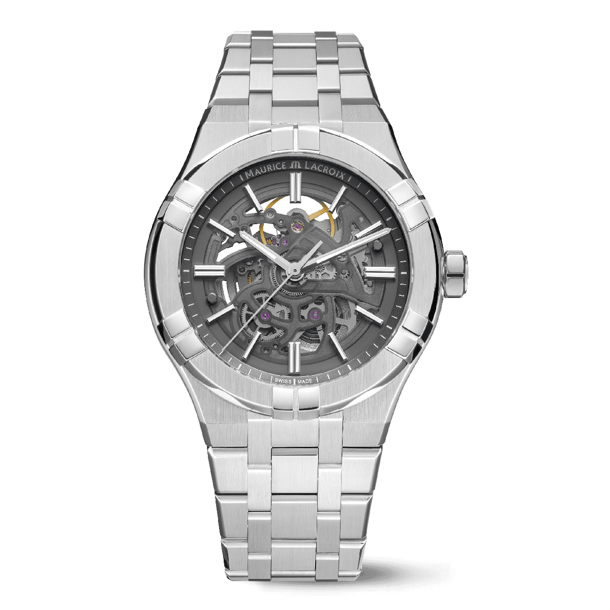 Steel, Skeleton grey, Index rhodied AIKON AUTOMATIC SKELETON