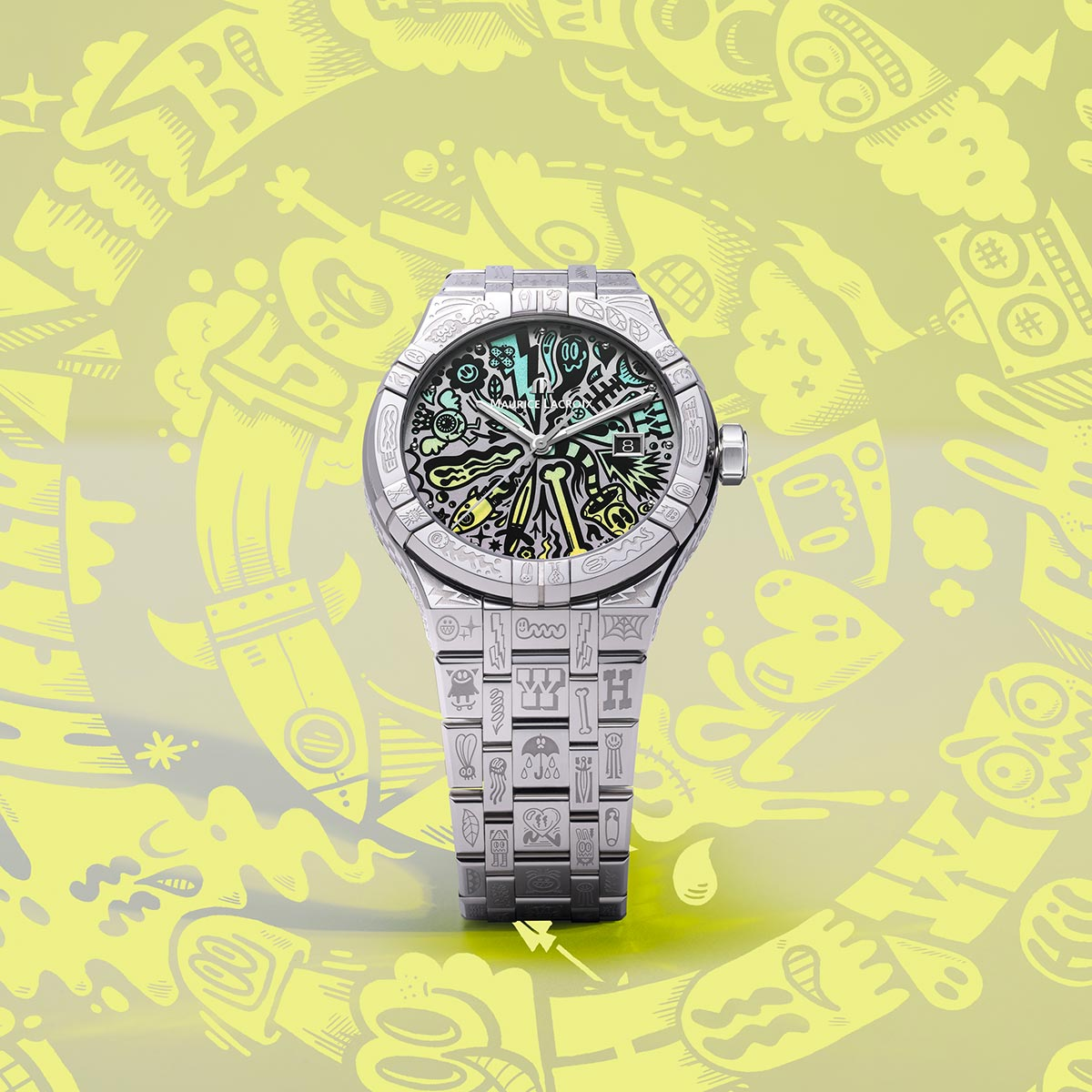 Steel Wotto, Wotto, index rhodied AIKON AUTOMATIC WOTTO LIMITED EDITION