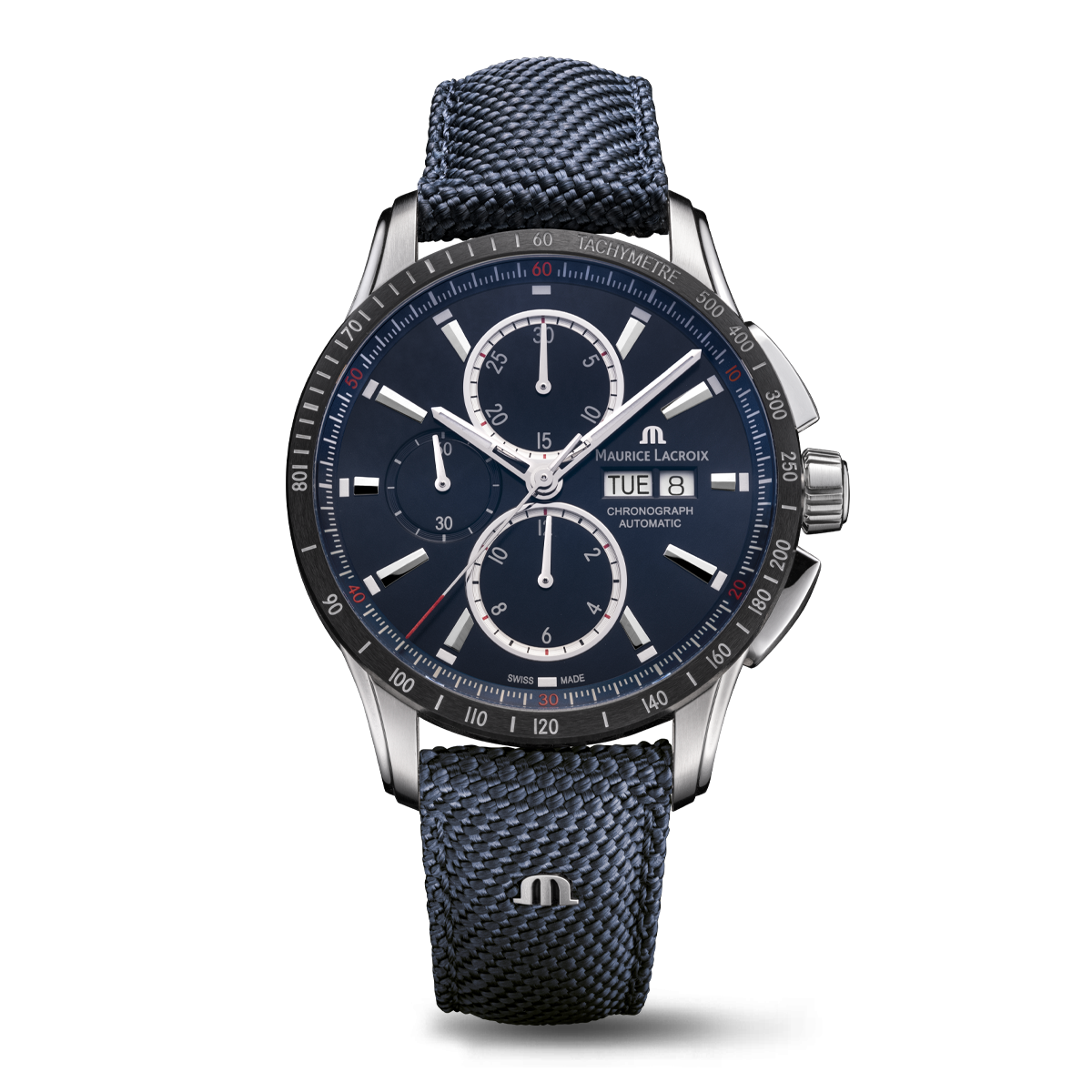 SS/ceramic black, Blue, rhod. ind. PONTOS S CHRONOGRAPH