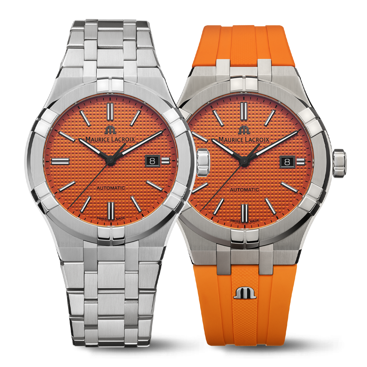 STEEL, ORANGE, INDEX BLACK, LTD 888 AIKON AUTOMATIC LIMITED SUMMER EDITION 42MM