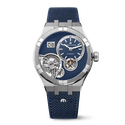 Stahl, dunkelblau, Index rhodium AIKON MASTER GRAND DATE