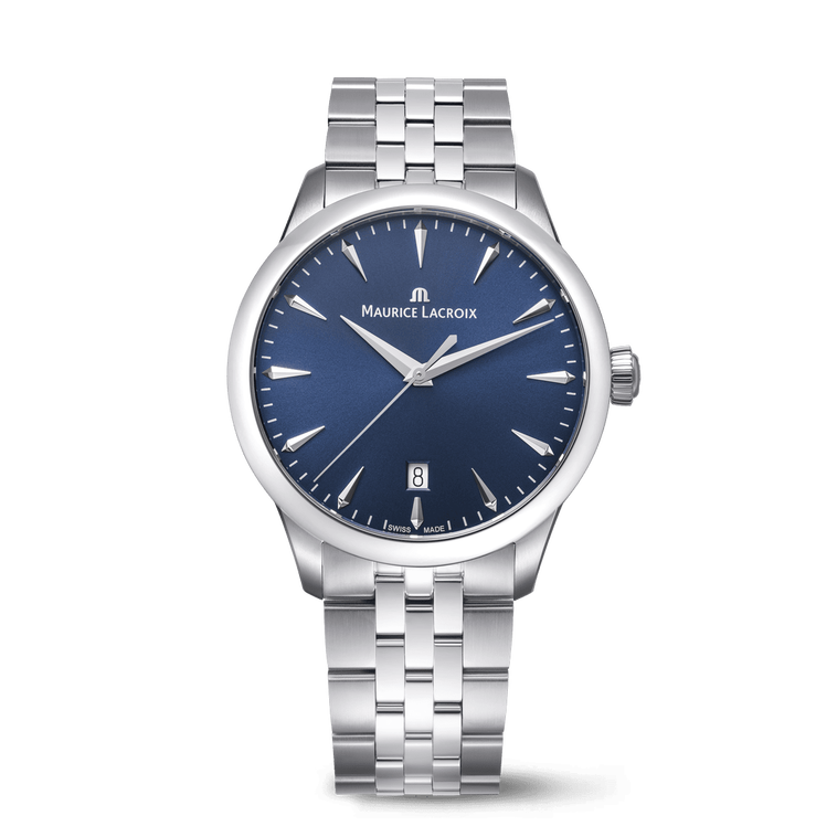 Stahl, Blau, Index rhodium 1975 QUARTZ 39MM